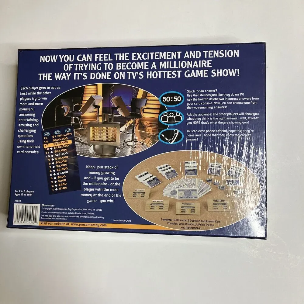 WHO WANTS TO BE A MILLIONAIRE 2000 Pressman FAMILY BOARD GAME Sealed New